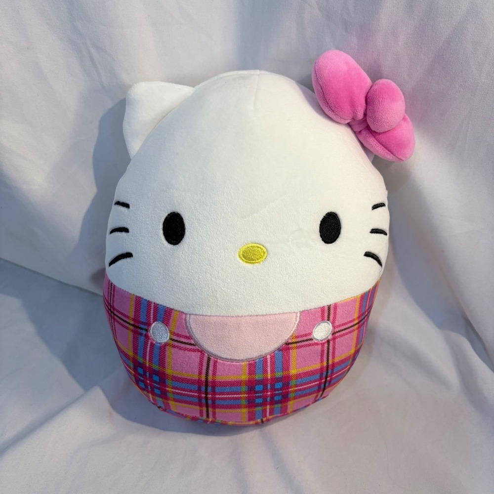 Hello Kitty Squishmallows Plush Sanrio Pink Plaid Outfit Stuffed Animal